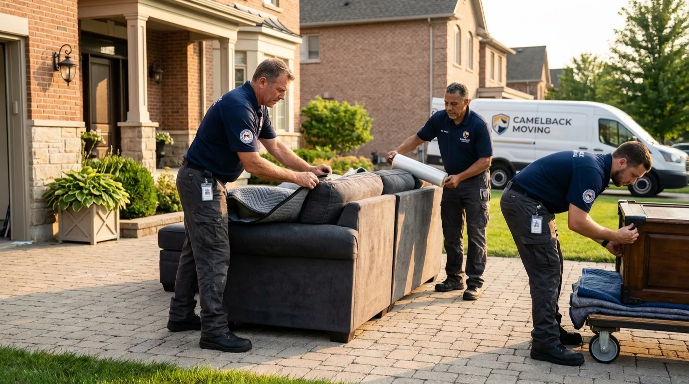 Large estate moving crew wrapping furniture in Brodheadsville, PA