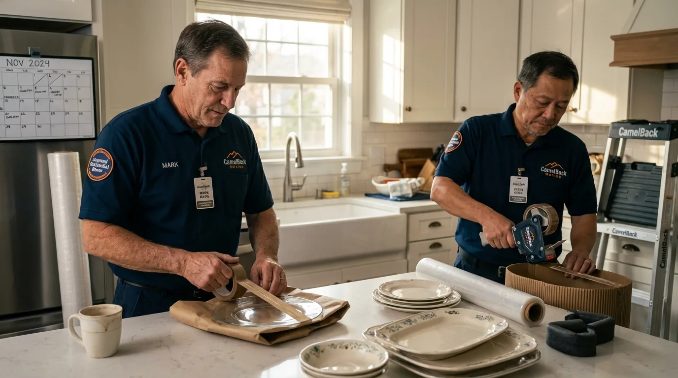 Professional crew packing kitchen dishware in Brodheadsville, PA