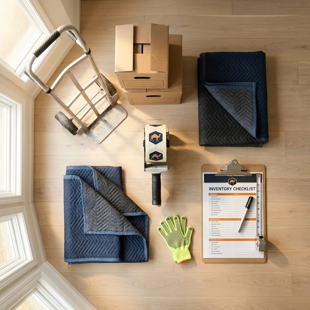 Professional moving supplies and packing materials layout for Brodheadsville residential relocations